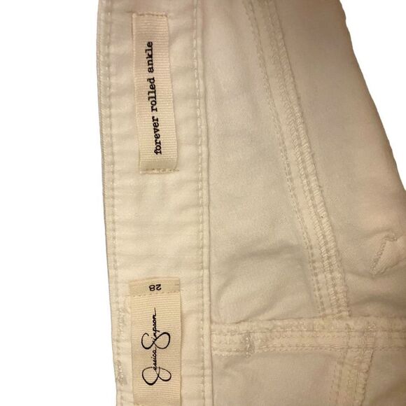 Jessica Simpson white distressed jeans forever rolled ankle size 28 - Picture 5 of 10